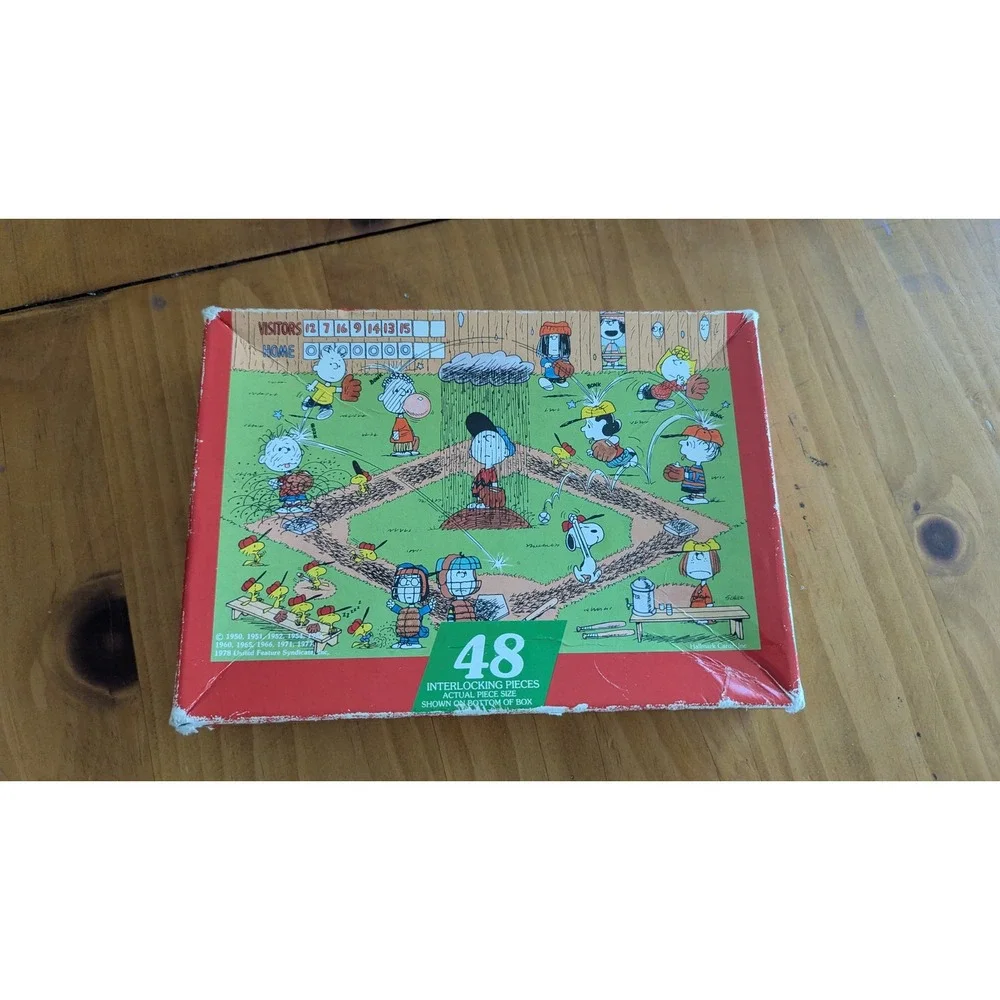 Vintage Peanuts Springbok Puzzles Snoopy Charlie Brown Baseball Go Team Set of 2